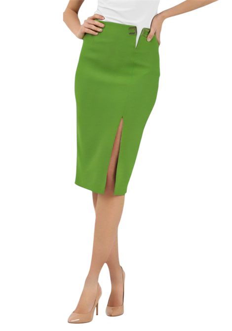 Double stretch crepe skirt with logo details ELISABETTA FRANCHI | skirts | GO14761E2EV3